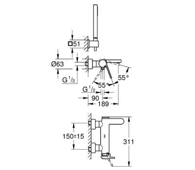 Смеситель для ванны GROHE 33 547 003