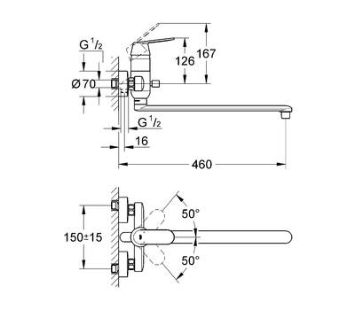 Смеситель для ванны GROHE 32 847 000