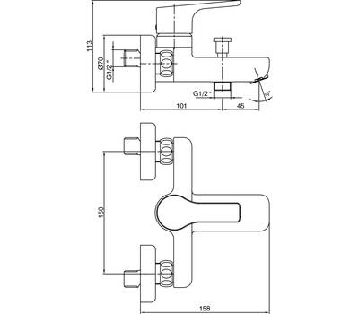 Смеситель для ванны ECA 102102450EX