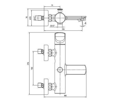 Смеситель для ванны ECA 102102470HEX