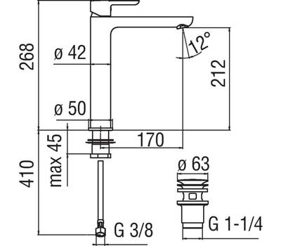 Смеситель для умывальника NOBILI AB87128/2CR