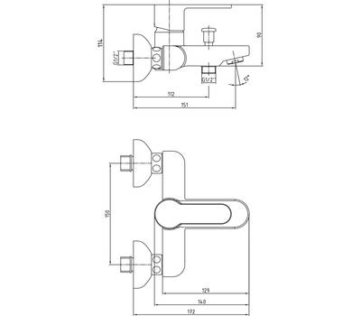 Смеситель для ванны ECA 102102475EX