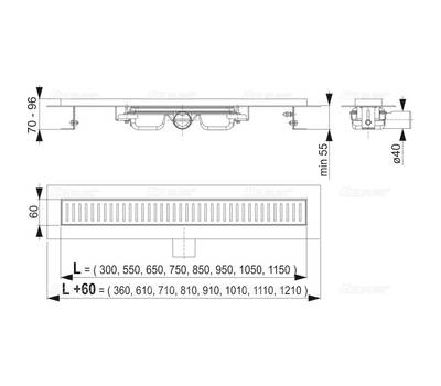 Водоотводящий желоб Alca Plast APZ101-750