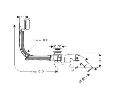 Слив-перелив для ванны Hansgrohe 58150000