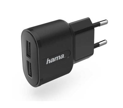 Устройство зарядное HAMA H-183227 2.4A+2.4A универсальное черный