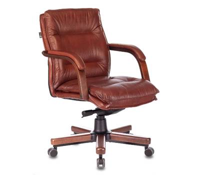 Офисное кресло БЮРОКРАТ T-9927WALNUT-LOW светло-коричневый Leather Eichel кожа низк.спин. крестовина