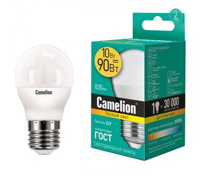 Комплект светодиодных лампочек CAMELION LED10-G45/830/E27/10шт