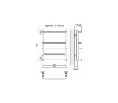 Полотенцесушитель Terminus Евромикс П6 450x596, ТЭН HT-1 300W, левый/правый