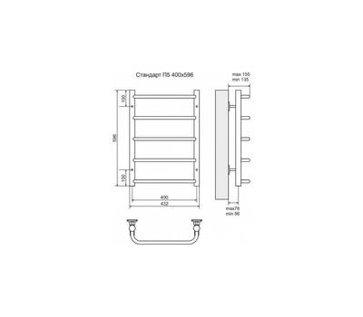 Полотенцесушитель Terminus Стандарт П5 400x596, ТЭН HT-1 300W, левый/правый