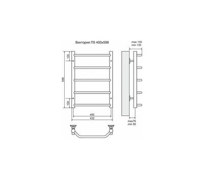 Полотенцесушитель Terminus Виктория П5 400x596, ТЭН HT-1 300W, левый/правый