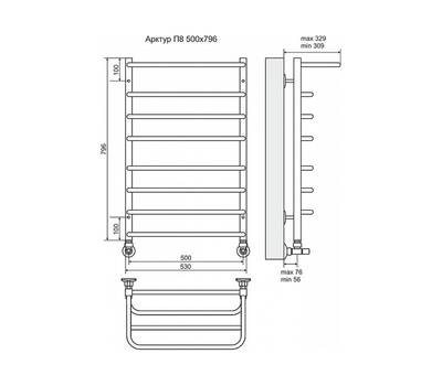 Полотенцесушитель Terminus Арктур П8 500x796 с полкой