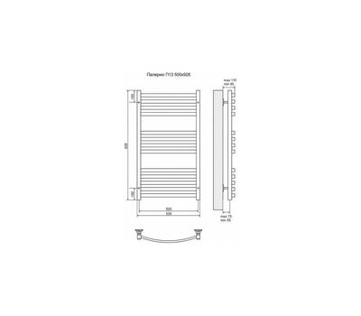 Полотенцесушитель Terminus Палермо П13 500x926, ТЭН HT-1 300W, левый/правый