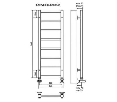 Полотенцесушитель Terminus Контур П8 300x900