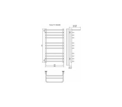 Полотенцесушитель Terminus Полка П11 500x956, ТЭН HT-1 300W, левый/правый