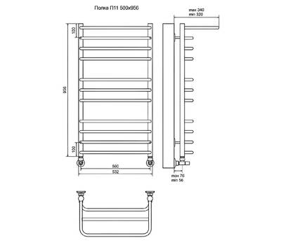 Полотенцесушитель Terminus Полка П11 500x956
