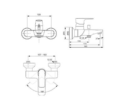 Смеситель для ванны IdealStandard A7033AA