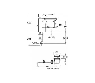 Смеситель для умывальника Jacob Delafon E72275-4-CP