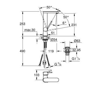 Смеситель для умывальника GROHE 23 844 003