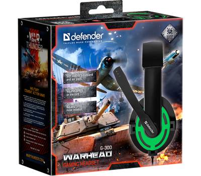 Наушники DEFENDER Warhead G-300 {зеленый, кабель 2,5 м} [64128]
