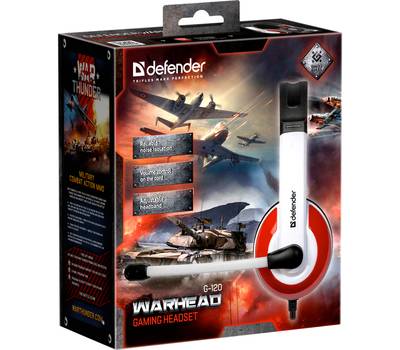 Наушники DEFENDER Warhead G-120 красный + белый, кабель 2 м [64098]
