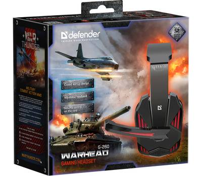 Наушники DEFENDER Warhead G-260 красный + черный, кабель 1,8 м [64121]