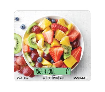 Весы кухонные SCARLETT SC-KS57P48, электронный дисплей, max вес 10 кг, тарокомпенсация, стекло