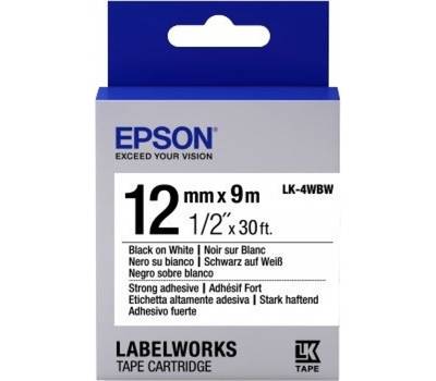 Картридж EPSON с лентой C53S654016 термотрансферная, повышенной адгезии, бел./черн. 12мм/9м - LK4