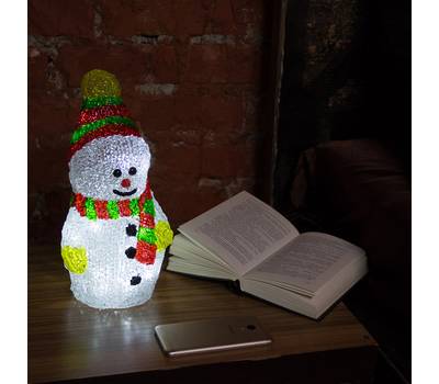 Фигурка декоративная Neon-Night "Снеговик с шарфом" 30 см, 40 светодиодов, IP 65, понижающий трансфо