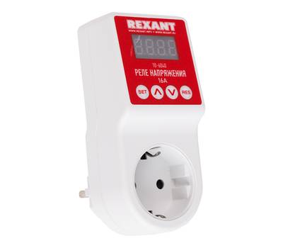 Реле для управления светом/электроприборами REXANT «вилка-розетка» c дисплеем 16А 10-6040