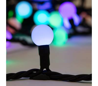 Гирлянда Neon-Night "Мультишарики" Ø23 мм, 10 м, черный каучук, 80 LED, свечение с динамикой, цвет R