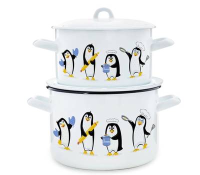 Набор посуды Эстет ЭТ-72339 "Пингвины" 2,9+4,3 л 4 пр (55846)