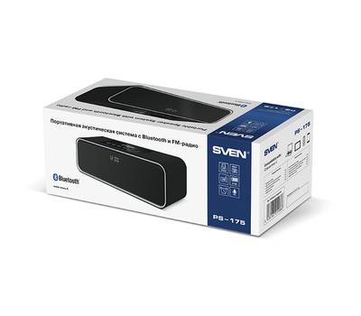 Колонки для компьютера SVEN PS-175, черный (10 Вт, Bluetooth, FM, USB, microSD, LED-дисплей, часы, 2