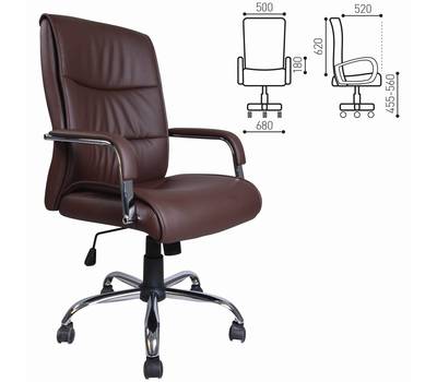 Офисное кресло BRABIX Space EX-508, экокожа, хром, коричневое