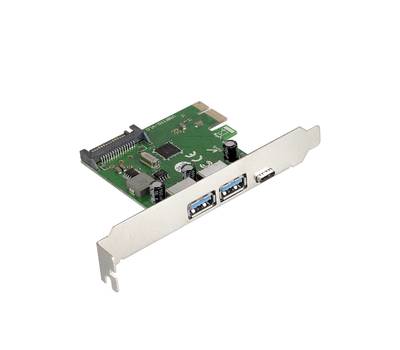 Контроллеp EXEGATE EXE-323 (PCI-E x1 v2.0, 2*USB3.0 ext. + 1*Type-C, разъем доп.питания, VIA Labs Ch