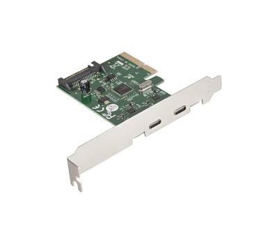 Контроллеp EXEGATE EXE-313 (PCI-E x4 v3.0, 2*USB3.1 Type-C ext., разъем доп.питания, ASMedia Chipset