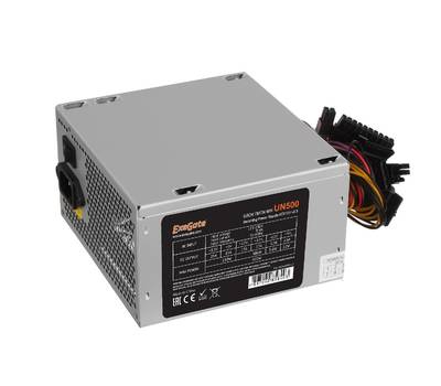 Блок питания EXEGATE UN500 (ATX, SC, 12cm fan, 24pin, 4pin, PCIe, 3xSATA, 2xIDE, FDD, кабель 220V с 