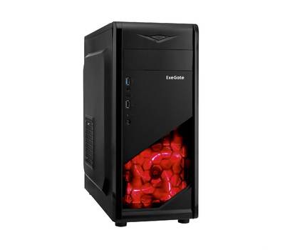 Корпус системного блока EXEGATE EX281257RUS EVO-8207 Black-Red light, ATX, <700NPX>, 1*USB+1*USB3