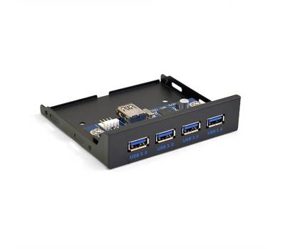 Планка USB EXEGATE U3H-625, 3,5", 4*USB3.0, черная, металл, подсоединение к мат. плате