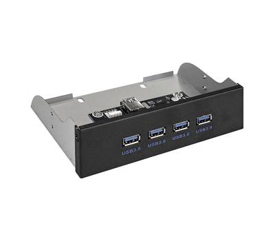 Планка USB EXEGATE U5H-625, 5,25", 4*USB3.0, черная, металл, подсоед. к MB