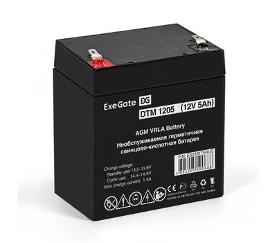Батарея аккумуляторная EXEGATE DTM 1205 (12V 5Ah, клеммы F1)