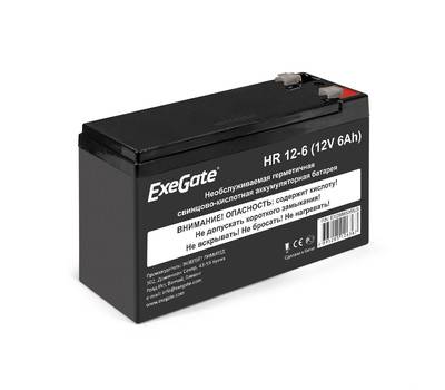 Батарея аккумуляторная EXEGATE HR 12-6 (12V 6Ah 1224W, клеммы F2+F1-)