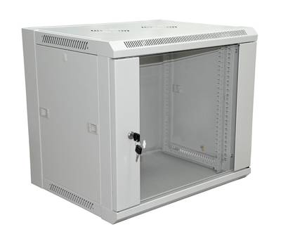Шкаф настенный REXANT 19" PRO 6U 600×600×370 мм (ШxГxВ) - передняя дверь стекло, боковые стенки съем