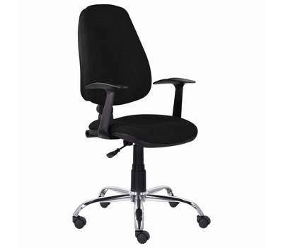 Офисное кресло BRABIX "Comfort MG-322", хром, регулируемая эргономичная спинка, ткань, черное, 53255