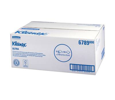 Полотенца бумажные KIMBERLY-CLARK 186 шт., Kleenex, КОМПЛЕКТ 15 шт., Ultra, 2-х слойные, белые, 21х2