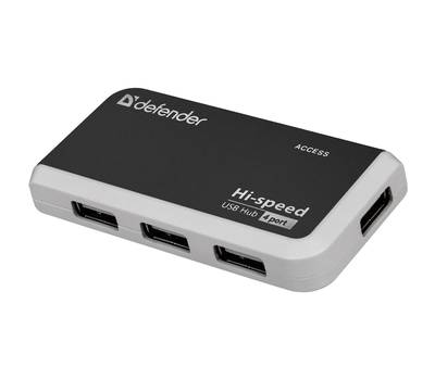 USB хаб DEFENDER QUADRO INFIX, USB 2.0, 4 порта, порт для питания, 83504