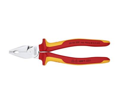 Плоскогубцы KNIPEX комбинированные особой мощности VDE, 200 мм, хром, 2-комп диэлектрические ручки