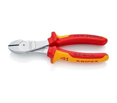 Бокорезы KNIPEX особо мощные VDE, 180 мм, хром, 2-комп диэлектрические ручки, SB