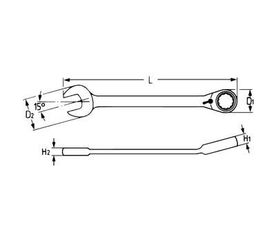 Ключ комбинированный трещоточный HEYTEC гаечный с реверсом, 12 мм