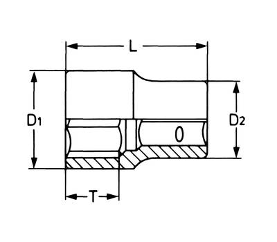 Головка торцевая HEYTEC HE-50810063880 3/4", 38 мм, шестигранная, L-60 мм