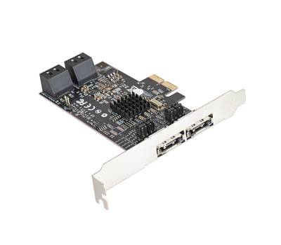 Контроллеp EXEGATE EXE-504 (PCI-E x1 v2.0, SATA3 RAID, 4 int.+2 ext., Marvell Chispet 88SE9230)